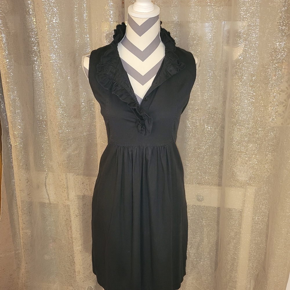 Hope & Honey Black Mini Dress w/ Ruffled Collar